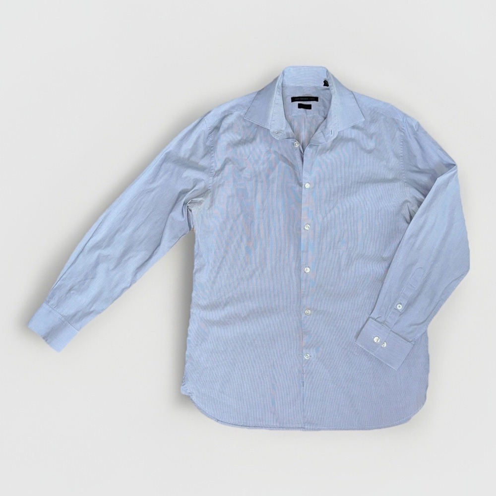 John Varvatos USA Slim Fit Micro Stripe Button Down Shirt Blue White 15.5 32/33
